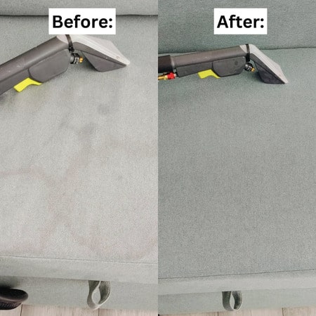 Sofa before and after cleaning effects