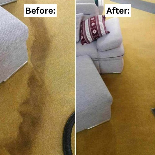Carpet before and after cleaning effects