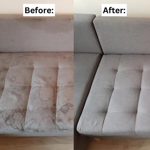 Sofa before and after cleaning effects